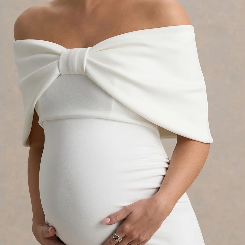 Club L London Asymmetrical Ruched White Bodycon Dress